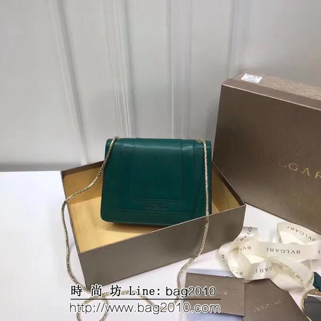 BVLGARI寶格麗 專櫃新款 蛇頭扣環 單層蛇頭包 鏈條單肩斜挎包 祖母綠 B283558 FYD1313